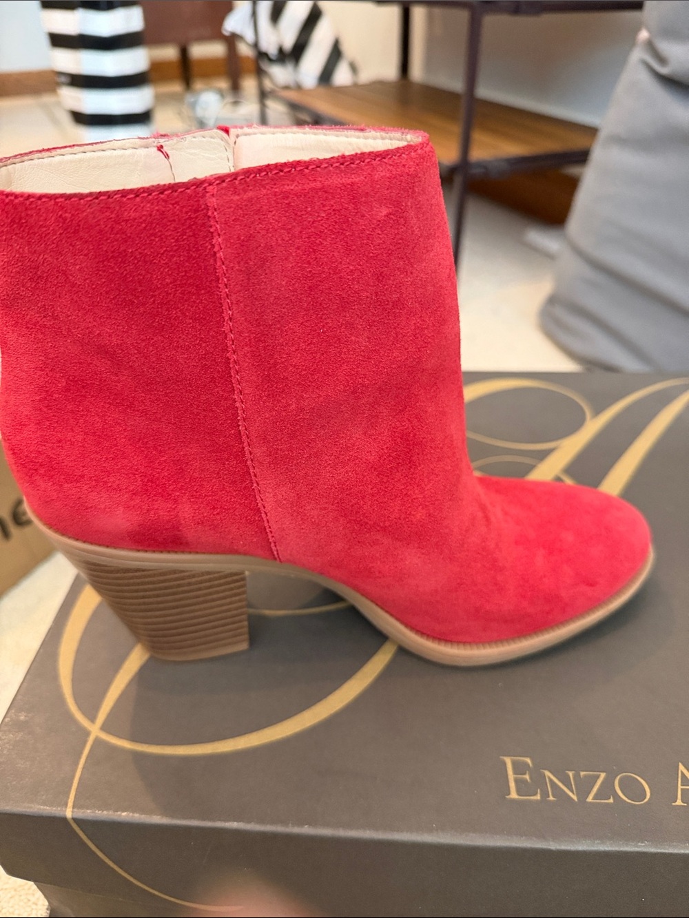 Red suede Enzo Angelina boots sz 8